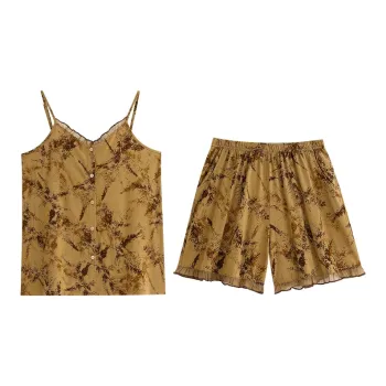 Yue Nei Pajama Set Women's Dark Apricot Yellow