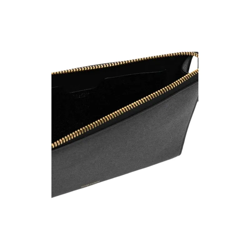 TOM FORD Calfskin Clutch Men's Black-3