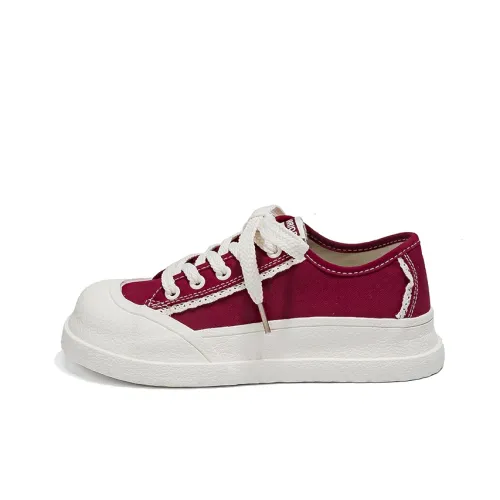 WARRIOR Canvas Shoes Women's Low-Top Burgundy