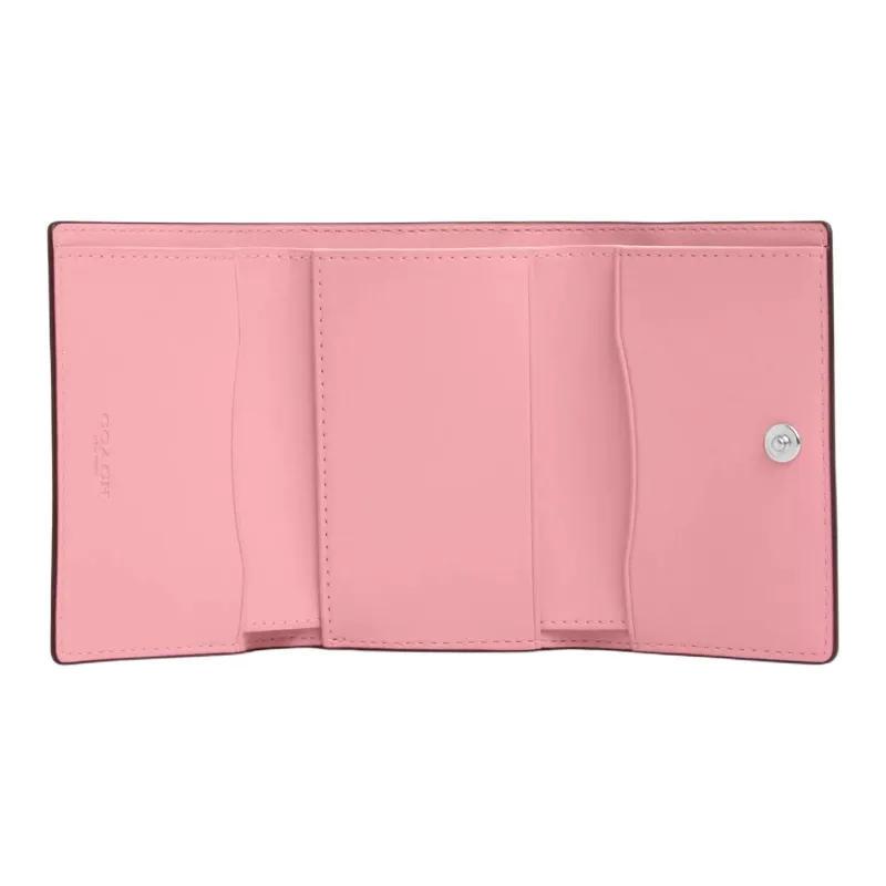 COACH Micro Delicate Calfskin Wallet Mini Women's Silver & Blossom Pink-1