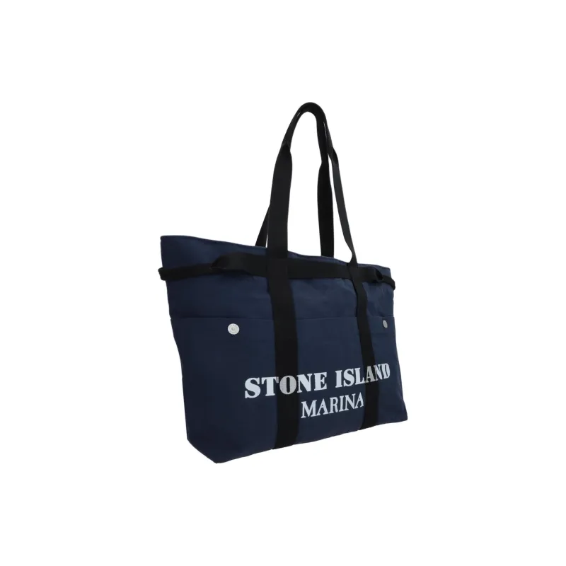 STONE ISLAND Marina Coated Canvas Bag, Tote Bag, Shopping Bag, Shoulder Bag, Handbag Men's Blue-2
