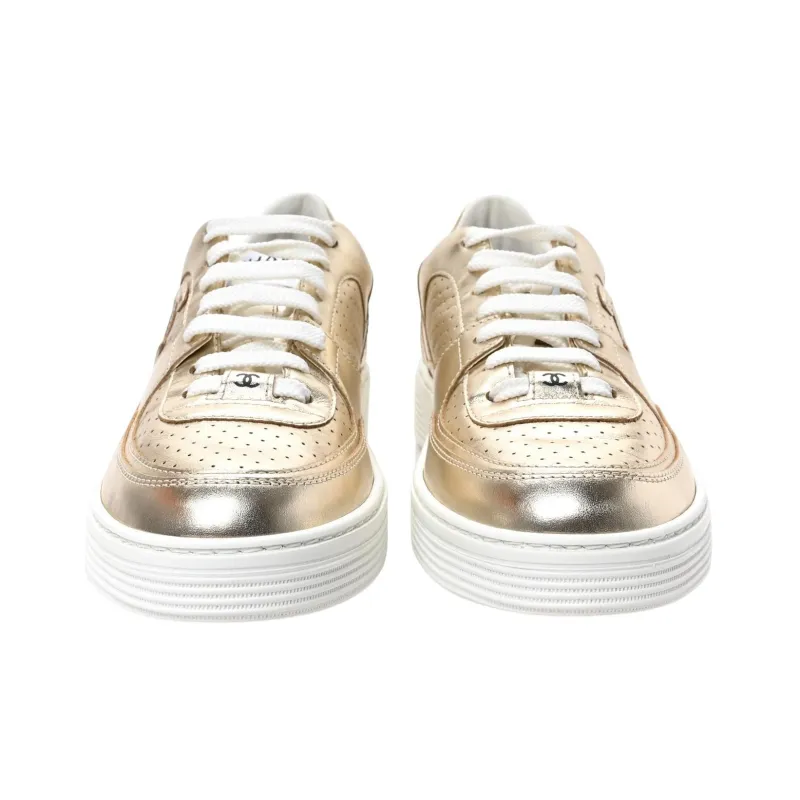 CHANEL Low Top Skateboard Shoes Women's Gold-1