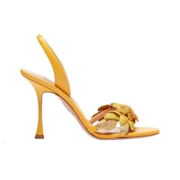 AQUAZZURA Galactic Flower Sandal 95 Strap Sandals Women's Yellow-1