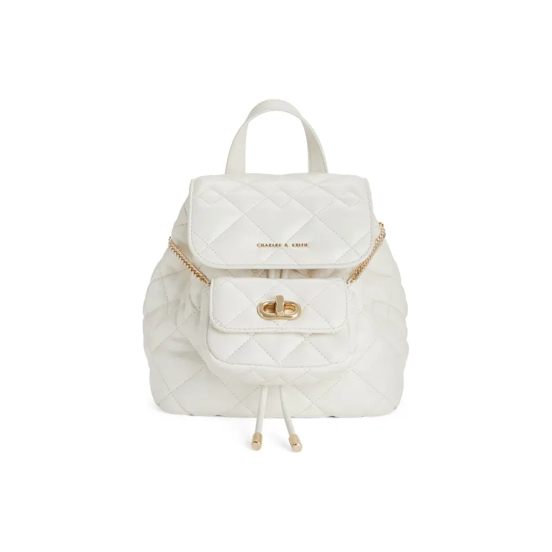 CHARLES&KEITH PU Multipurpose Backpack Trumpets Women's Pink/Noir Black/Crème Milk White-12