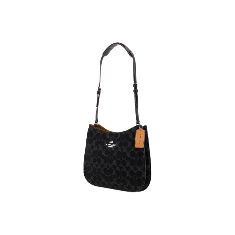 COACH Penelope Denim Handbag Shoulder Bag Women's Silver & Black-1