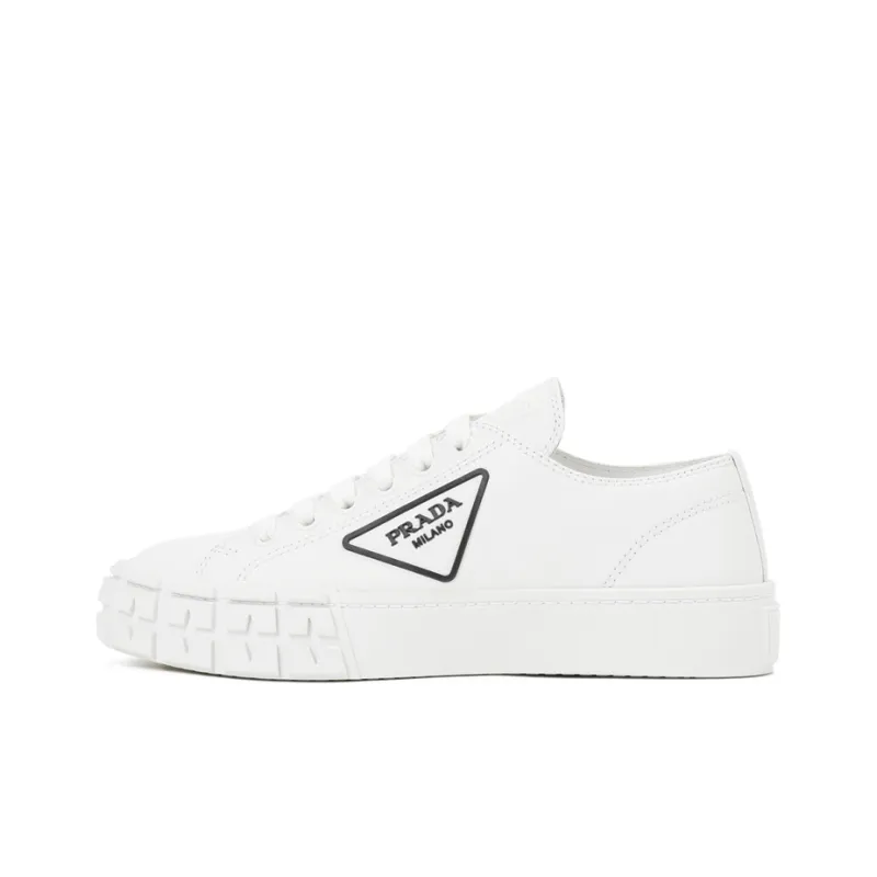PRADA Downtown Brushed Leather Sneakers 'White' Women's-0