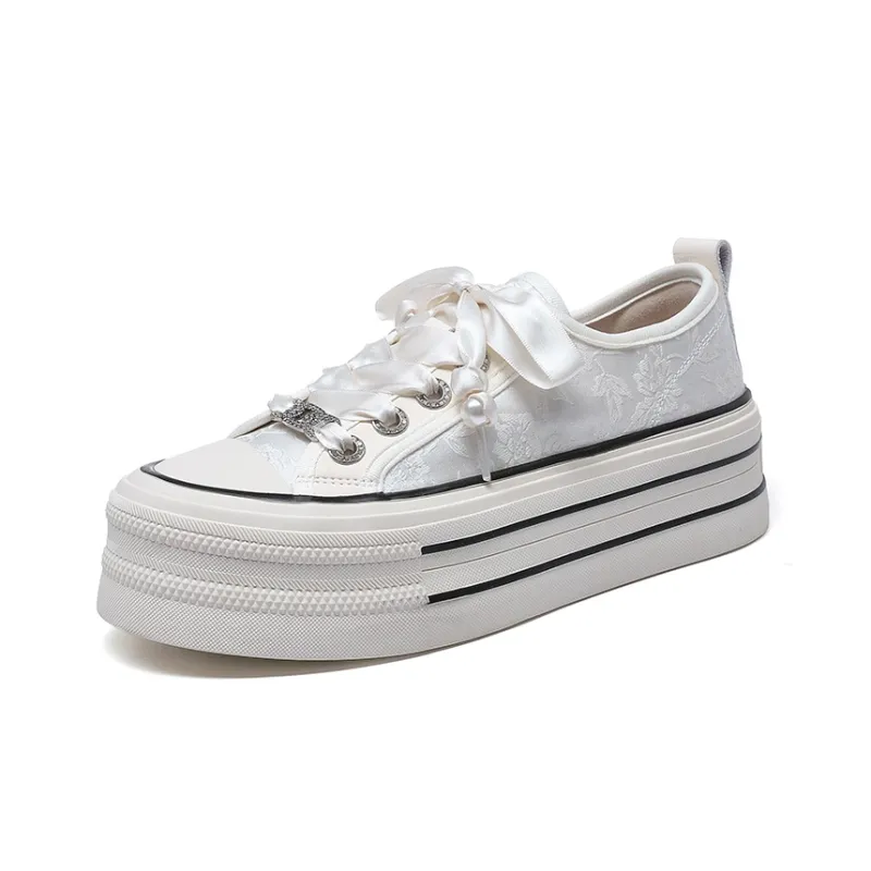 KEJIANNI Anti-Slip And Wear-Resistant Lightweight Height Increasing Low-Top Canvas Shoes Women's-1