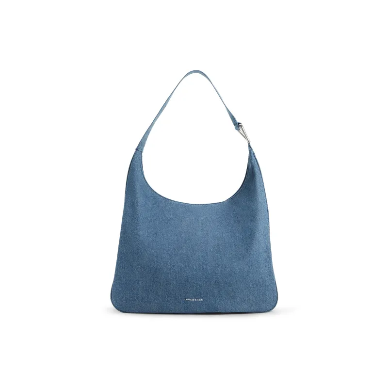 CHARLES&KEITH Fabric Combo Bag Shoulder Bag Women's Dark Denim Blue-0