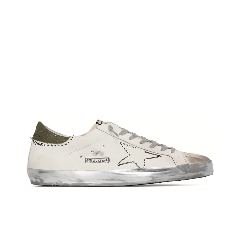 Golden Goose Super Star Stylish Skateboarding Shoes Men's White Distressed Style-1