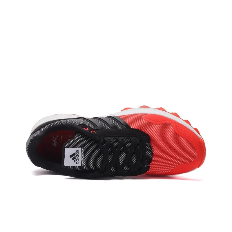 Adidas Cushioning Wear Resistant Low Top Running Shoes Men's Black White Red-2