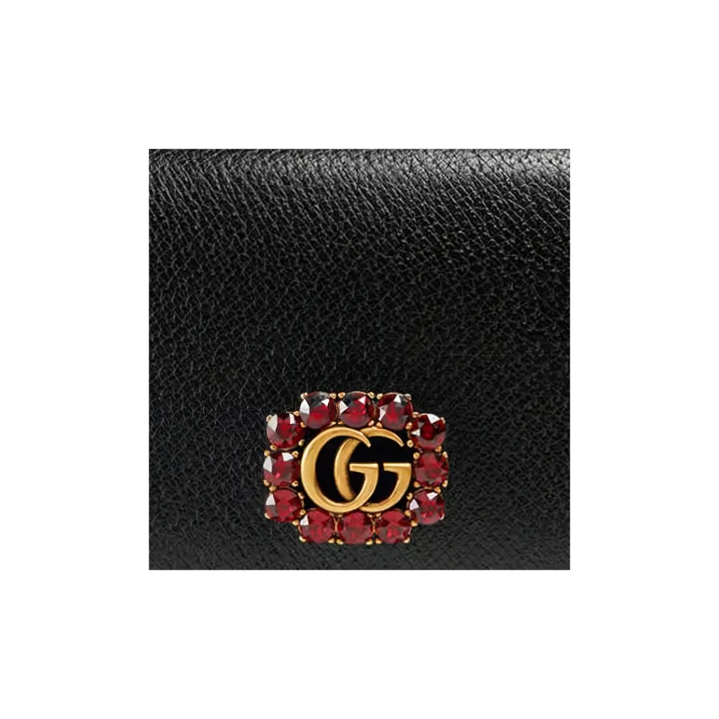 GUCCI Leather Card Slot, Card Holder, Wallet Small Size Women's Black-5