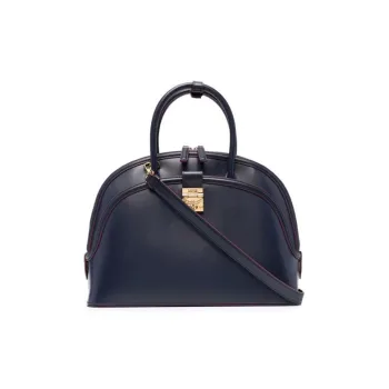 MCM Leather Dome Bag, Shoulder Bag, Crossbody Bag, Handbag Large Size Women's Dark Blue
