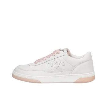 CHANEL Low Top Skateboard Shoes Women's White Pink