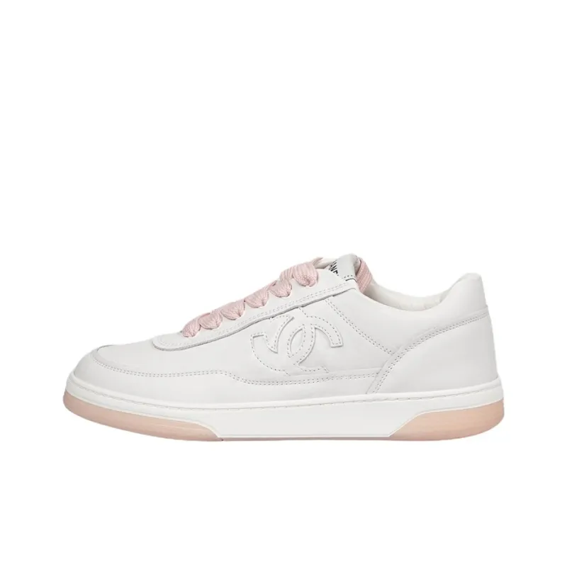 CHANEL Low Top Skateboard Shoes Women's White Pink-0