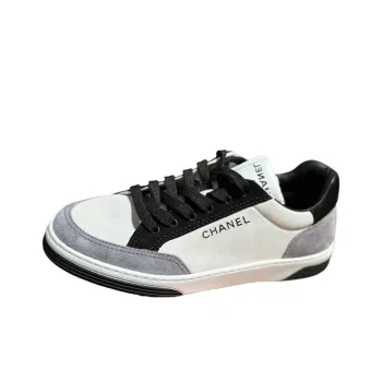 CHANEL Low Top Skateboard Shoes Women's White Gray