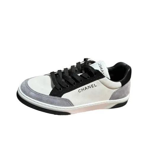 CHANEL Skateboard Shoes Women's Low-Top White Gray