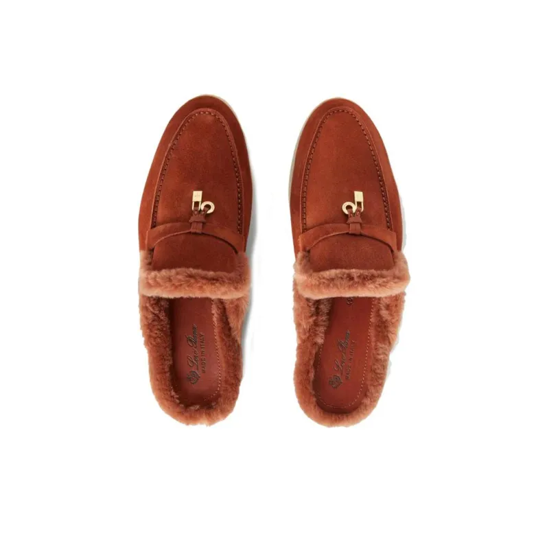 Loro Piana Closed Toe Slippers Women's Brown-4