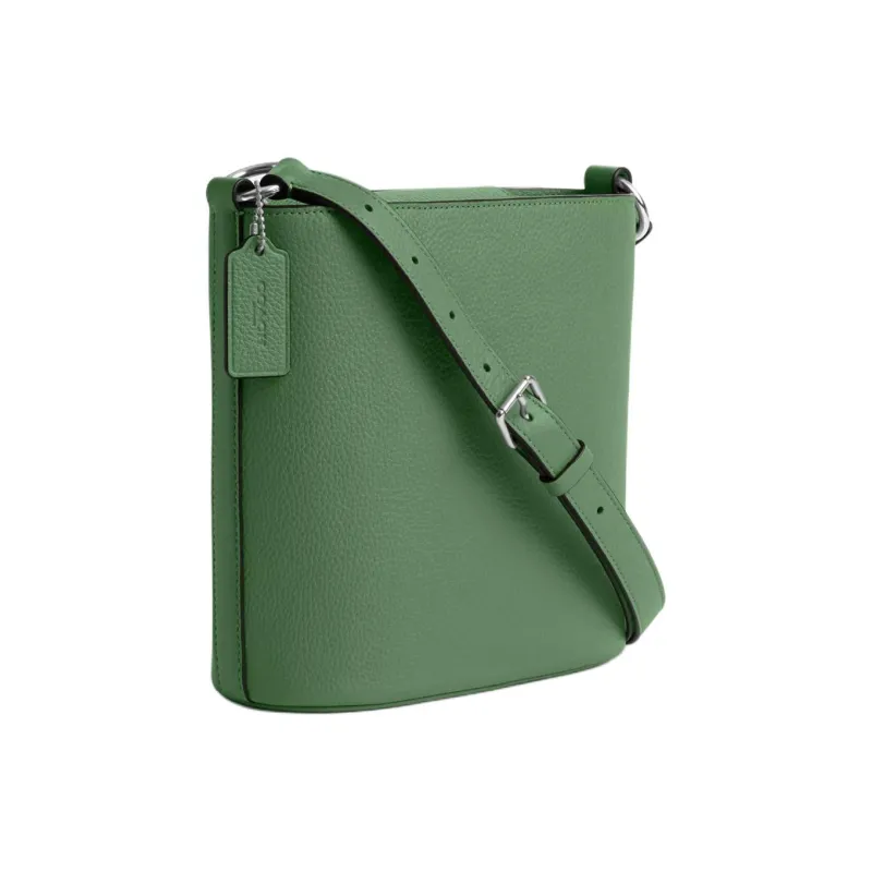 COACH Pebbled Leather Bucket Bags Crossbody Bag Shoulder Bag Small Size Women's Silver & Light Green-1