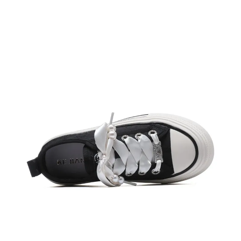 KEJIANNI Anti-Slip And Wear-Resistant Lightweight Height Increasing Low-Top Canvas Shoes Women's-24