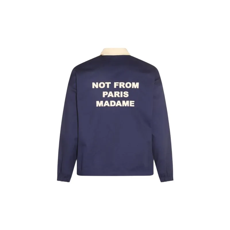 DROLE DE MONSIEUR Slogan Printed Button Up Bomber Jacket-1