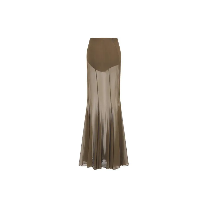 OUDE WAAG Casual Long Skirts Women's Olive Green-1
