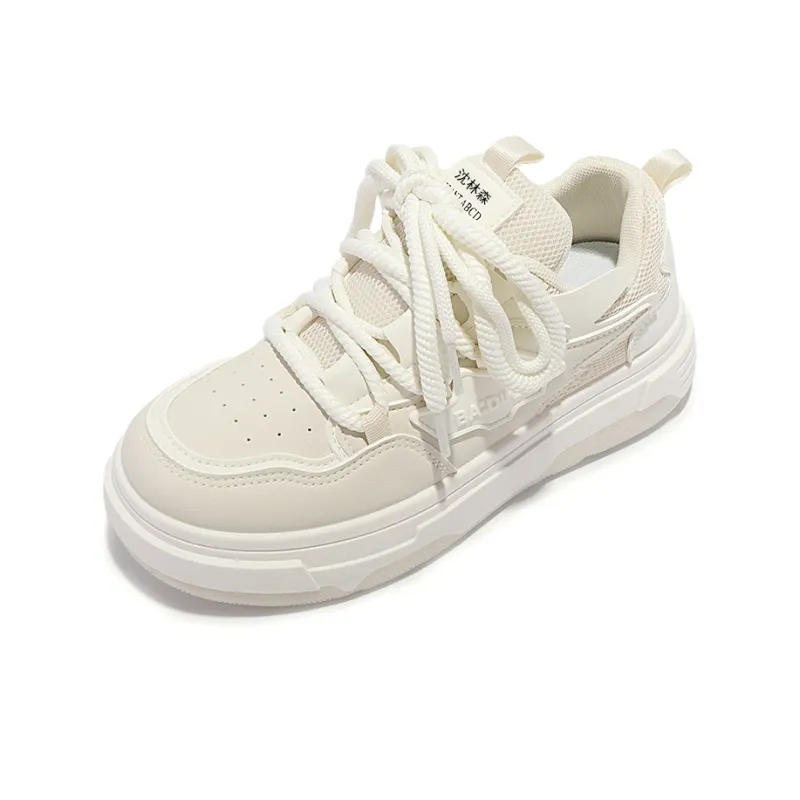 Shen Linsen Abrasion Resistant Slip Resistant Lightweight Low Top Skateboard Shoes Women's Beige-2