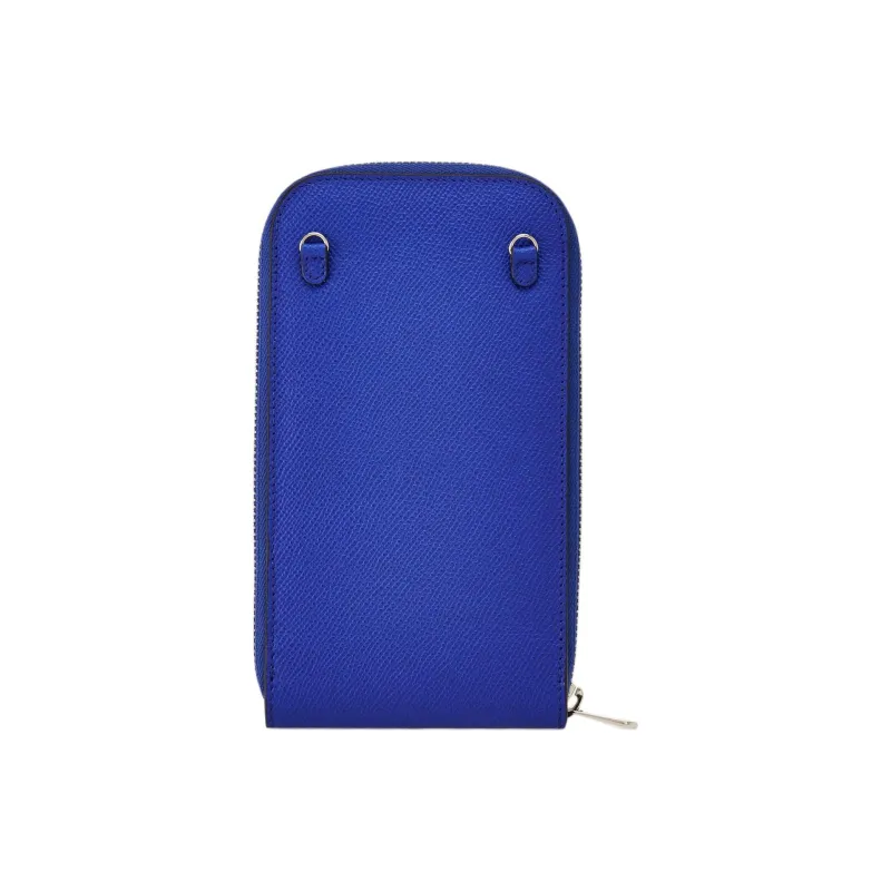FERRAGAMO GANCINI Stamped Calfskin One Shoulder Crossbody Cell Phone Pouch Women's Blue-1
