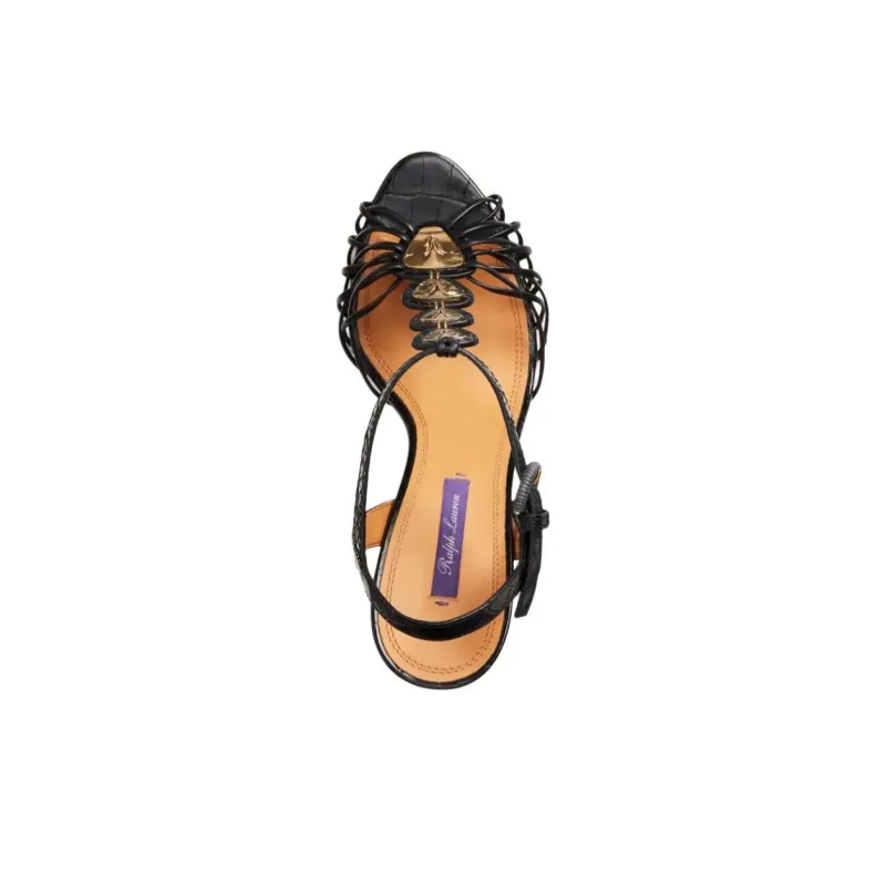 Polo Ralph Lauren Bryleigh Strap Sandals 10cm Women's Black-4