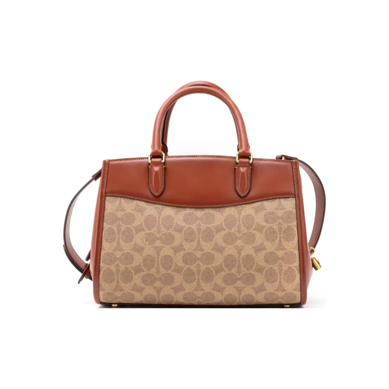COACH Brooke Coated Canvas With Calfskin Handbag, Shoulder Bag, Crossbody Bag Medium Size Women's Brown & Rusty-2