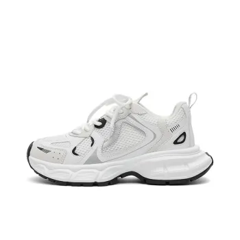 CHERRY&KALIKA Cushioning, Slip Resistant, Abrasion Resistant, Height Increasing Low Top Chunky Sneakers Women's White