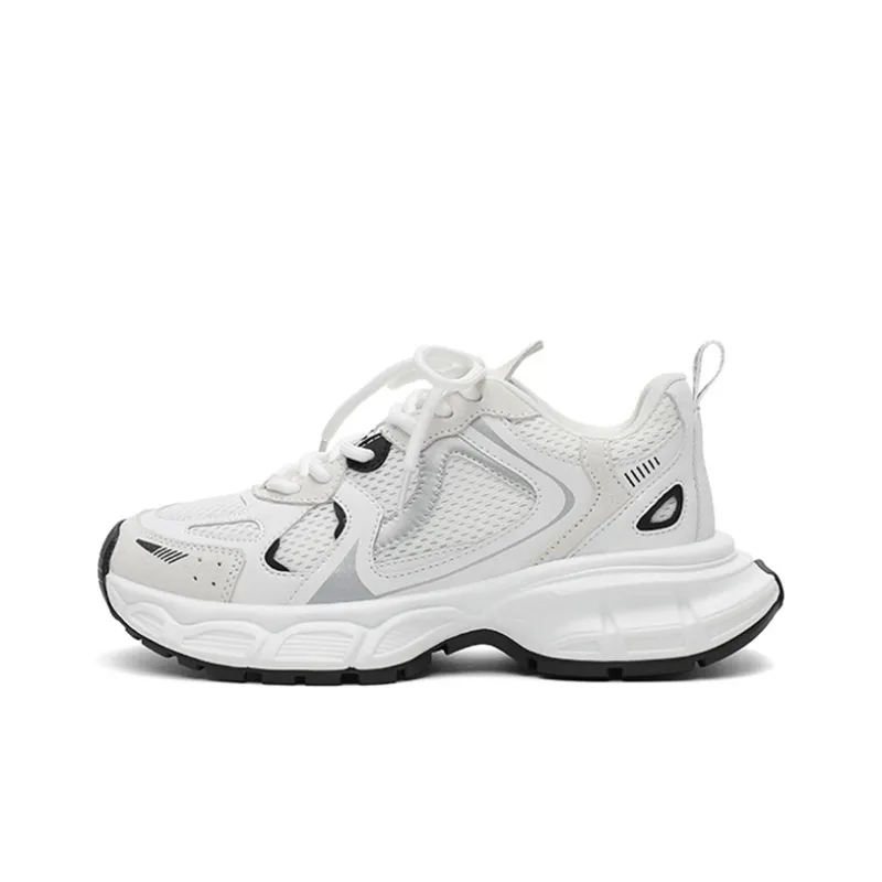 CHERRY&KALIKA Cushioning, Slip Resistant, Abrasion Resistant, Height Increasing Low Top Chunky Sneakers Women's White-0
