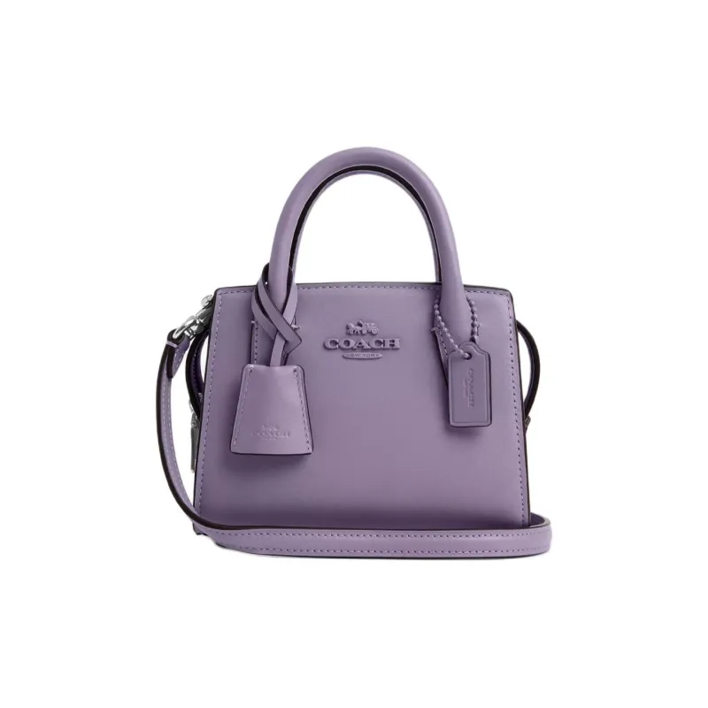 COACH Shoulder Bag, Crossbody Bag, Handbag Calfskin Mini Women's Silver & Light Purple-0