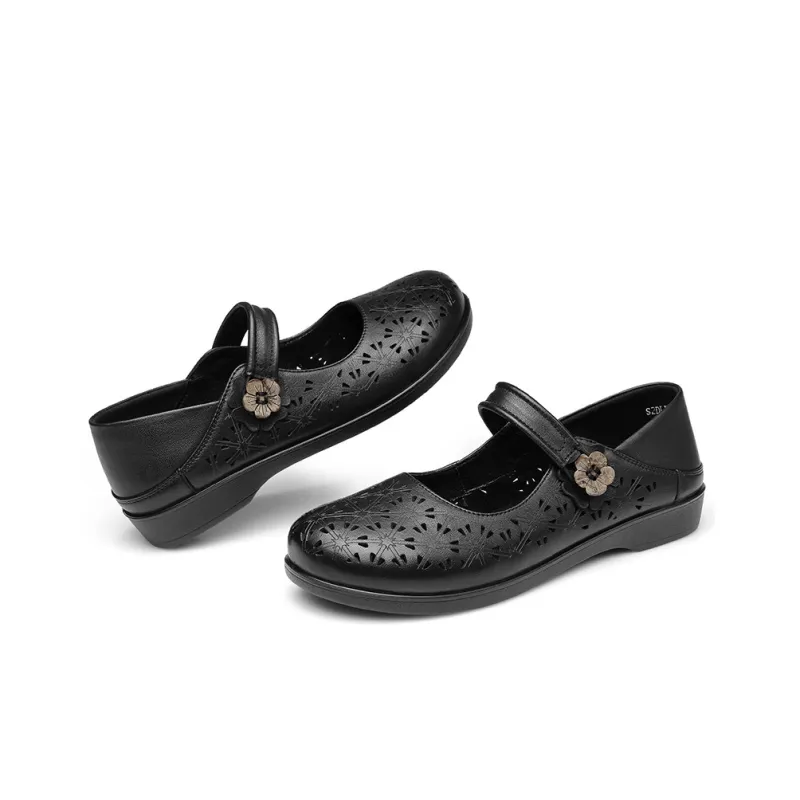 Strongman 3515 Summer Women's Mom Shoes Grandma Shoes Flat Unlined Shoes Soft Sole Comfortable-2