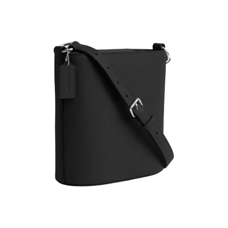COACH Pebbled Leather Bucket Bags Crossbody Bag, Shoulder Bag Trumpets Women's Silver & Black-1