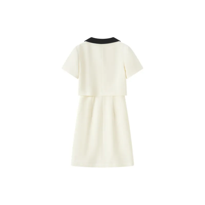 SEM/R Short Sleeved Dresses Women's White Tone-1