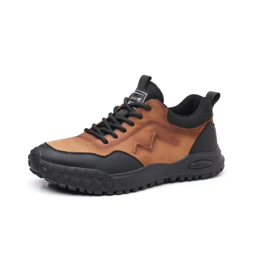 Help Men's Casual Shoes Men Low Top Brown, Yellow