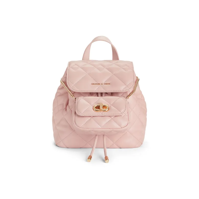 CHARLES&KEITH PU Multipurpose Backpack Trumpets Women's Pink/Noir Black/Crème Milk White-1
