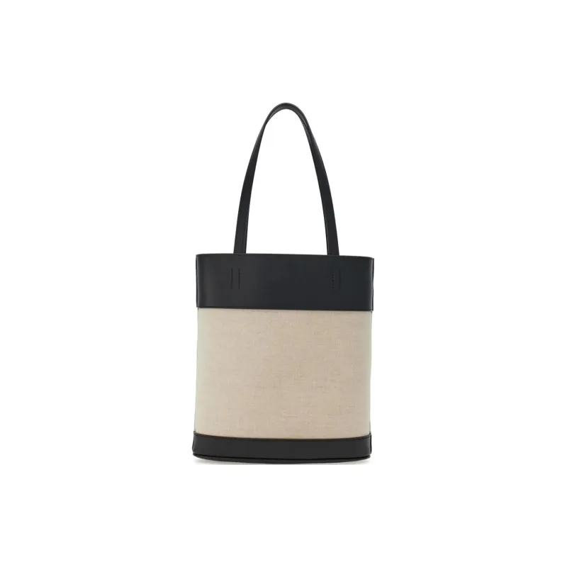 FERRAGAMO Fabric With Calfskin Handbag Women's White & Black-2