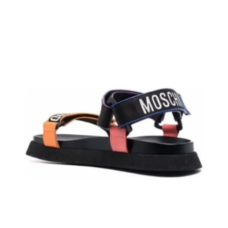 MOSCHINO Strap Sandals Men's Black Orange Pink-3