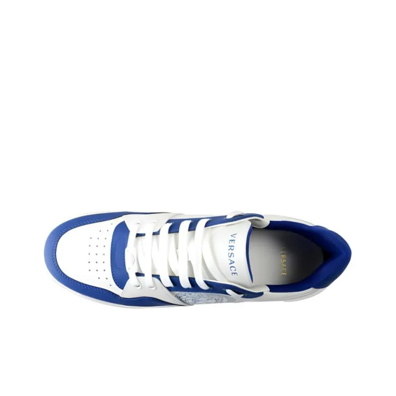 FANSIZHE Low Top Skateboard Shoes Men's White Blue-5