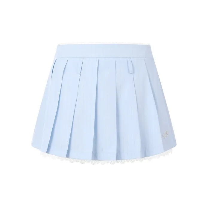 Three Quarters Casual Short Skirts Women's Blue White Stripes-0