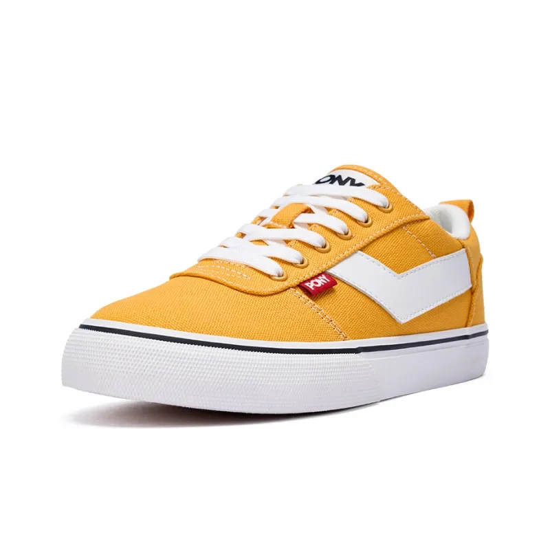 PONY SKATE Slip Resistant Cushioning Low Top Skateboard Shoes Unisex Yellow White-1