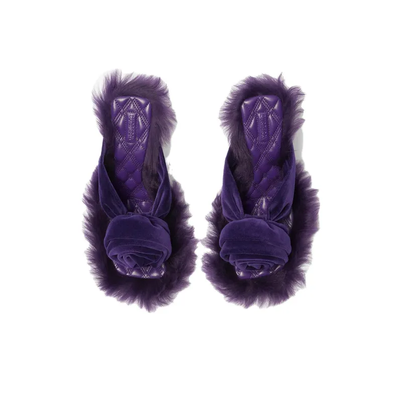 Burberry Floral-appliqué Velvet Sandals-2