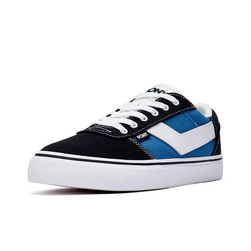 PONY SKATE Anti Slip Wear Resistant Low Top Skateboard Shoes Unisex Black Blue White-1