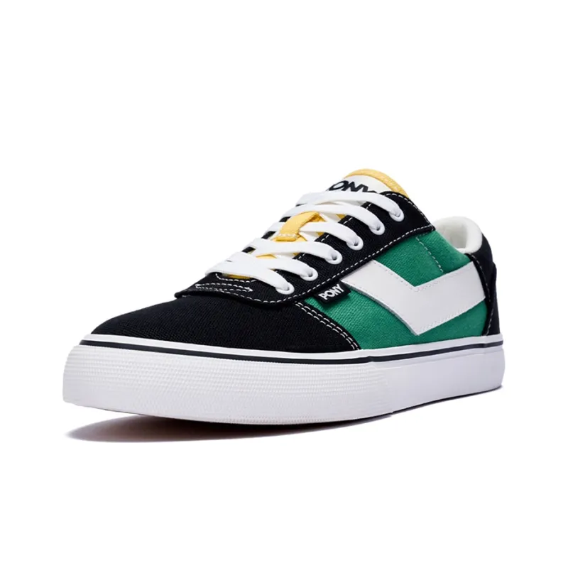 PONY SKATE Slip Resistant Cushioning Low Top Skateboard Shoes Unisex Black Green-1