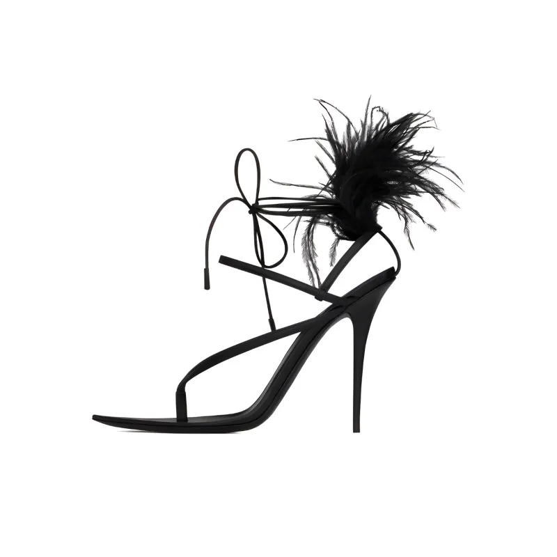 SAINT LAURENT Nue Strap Sandals Women's Black-0