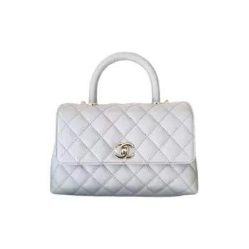 CHANEL COCO Handle Grain Embossed Cow Leather Shoulder Bag, Crossbody Bag, Handbag Trumpets Women's Gray