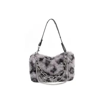 Meow In The Grass Plush Shoulder Bag, Handbag Regular Women's Gray/Ecru/Pink/Apricot