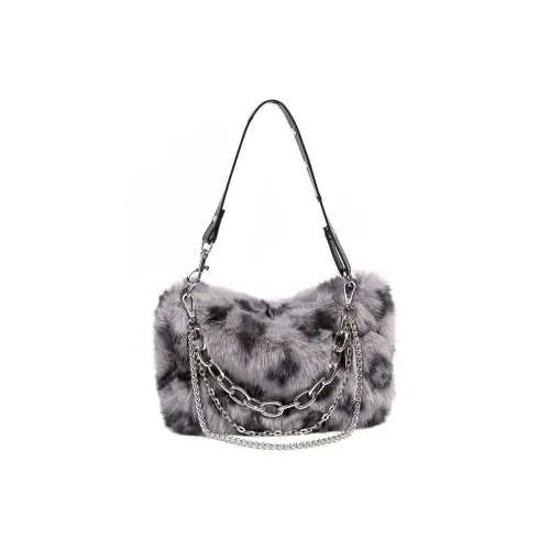 Meow In The Grass Plush Shoulder Bag, Handbag Regular Women's Gray/Ecru/Pink/Apricot