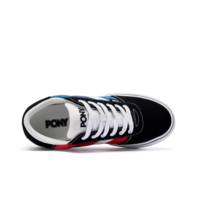 PONY SKATE Anti Slip Wear Resistant Low Top Skateboard Shoes Unisex Black Blue White-2